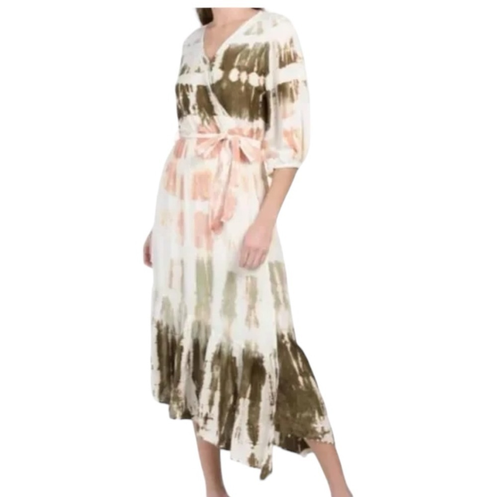 Young Fabulous & Broke‎ Tie-Dye Asymmetrical Hem  Faux Wrap Dress M
